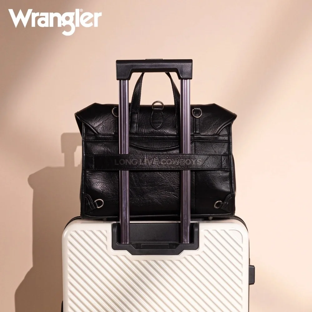 Wrangler Top Handle Carry Satchel/Laptop Bag/Backpack/Crossbody Black